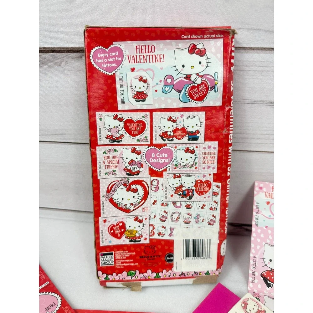 Hello Kitty Valentines 32 Cards &‎ 32 Glitter Tattoos Sanrio 2017 Complete Set